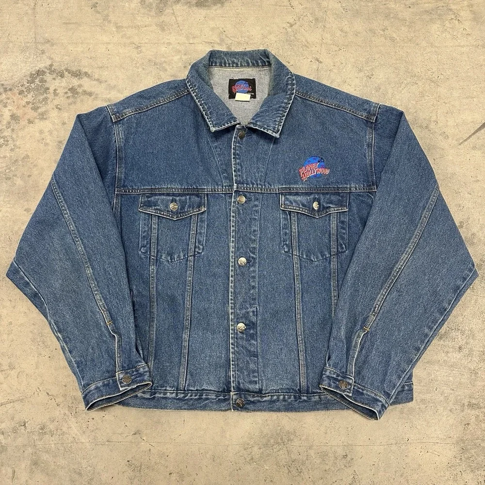 Vintage 1991 Planet Hollywood Atlantic City Jean‎ Jacket XL